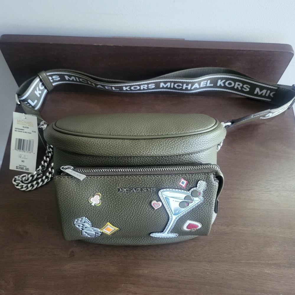 Brand New Official Michael Kors Slater Medium Embellished Sling Pack